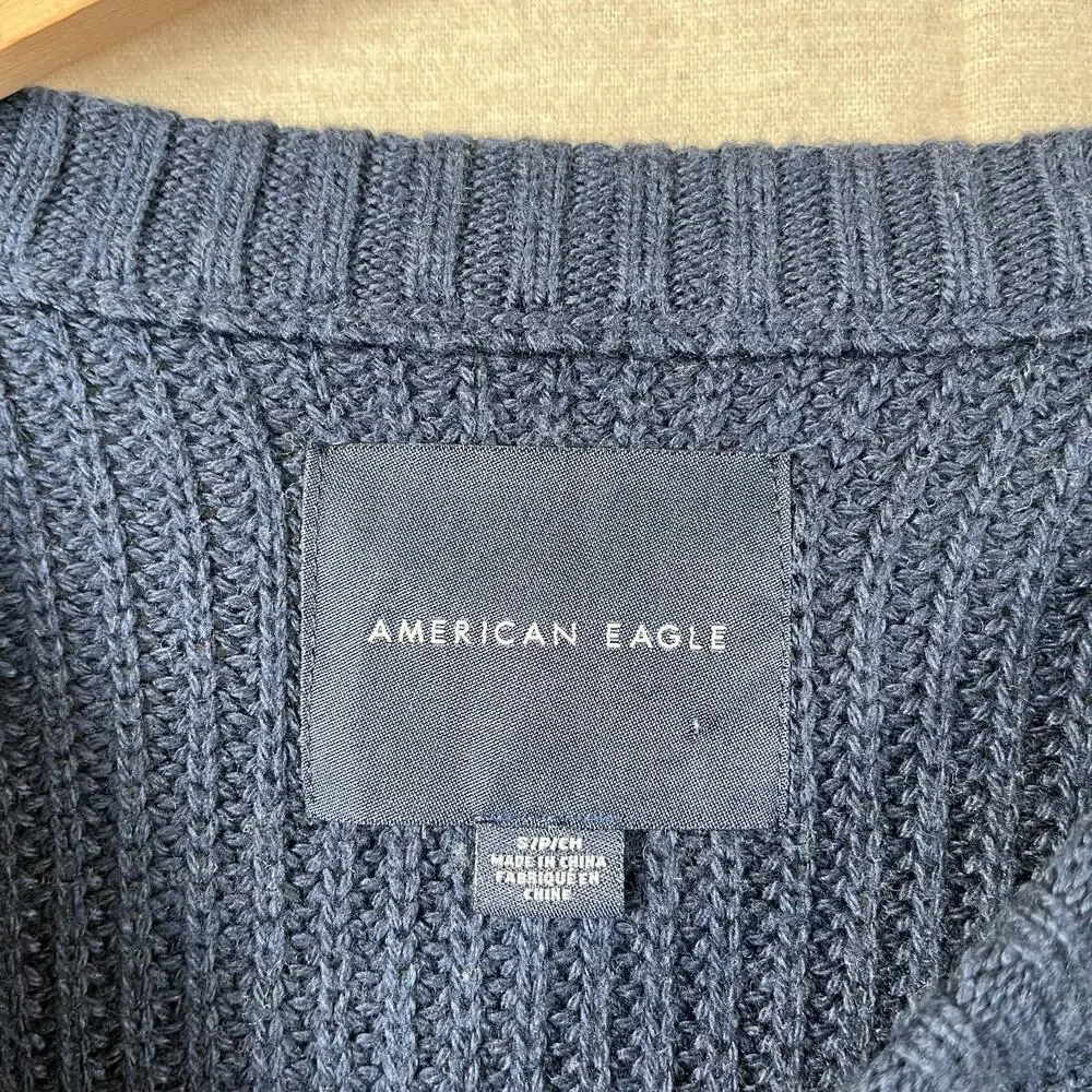Vintage 90s American Eagle Mens Sweater Small Ribbed Knit Striped Wool Blend Y2K